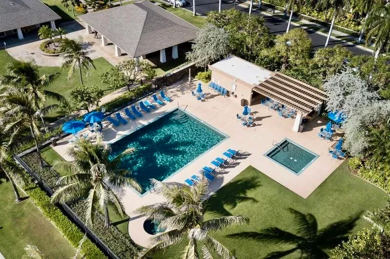 Aerial view of the salt water pool