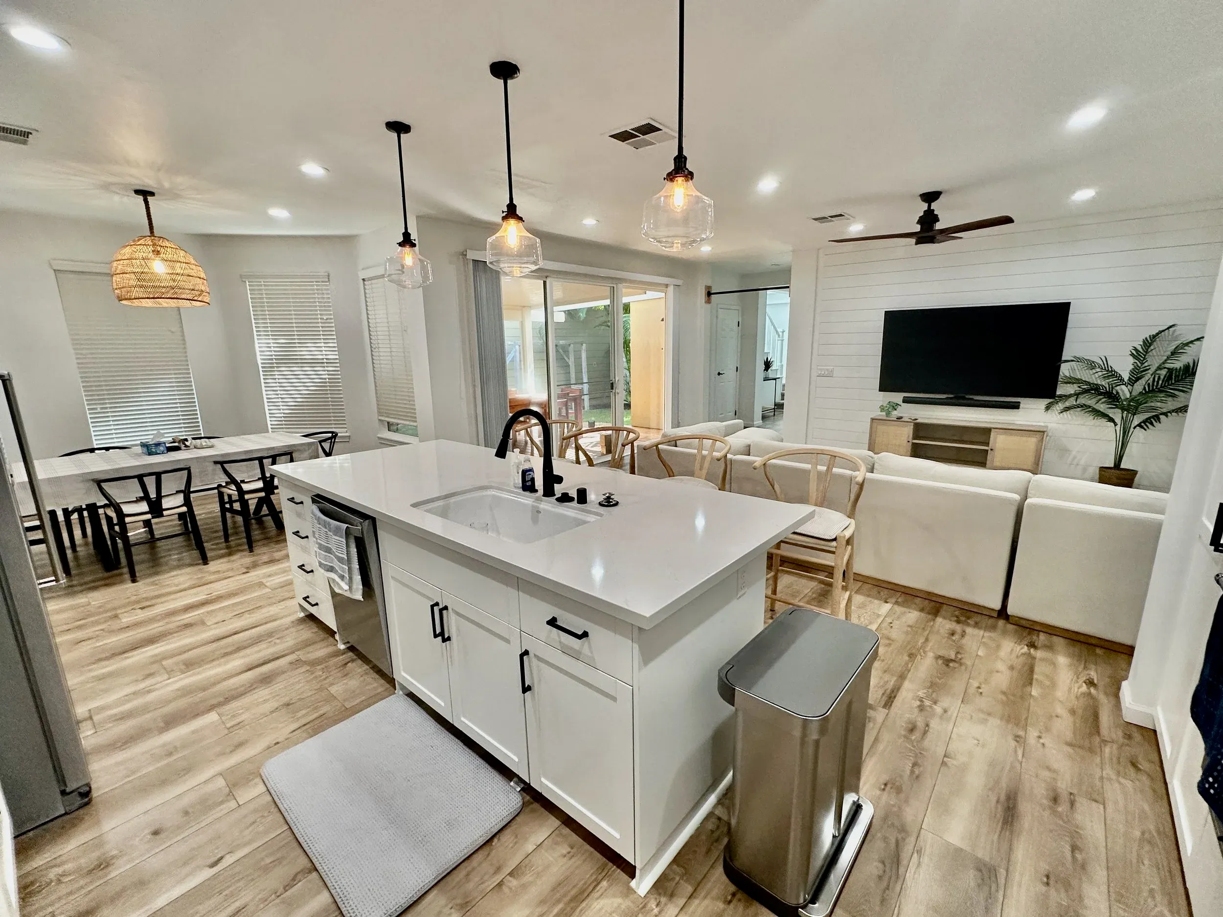 Kitchen island looking toward the living room